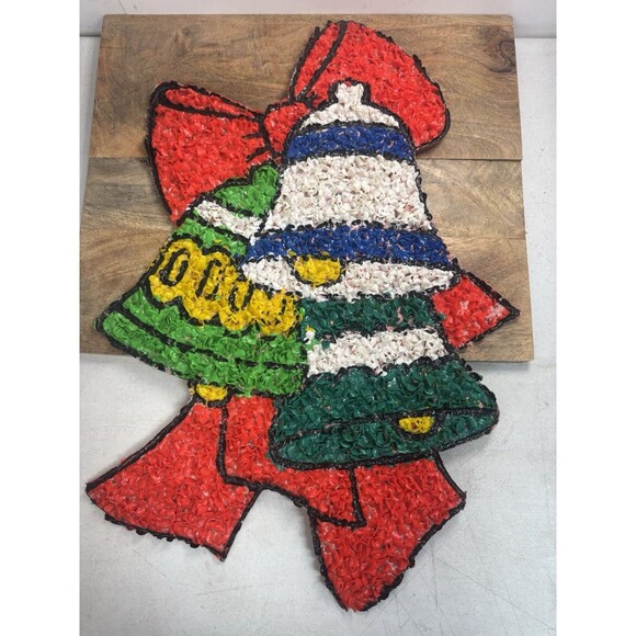 Other - Vintage Melted Plastic Popcorn 3 Christmas Bells Rare HTF Holiday Bow